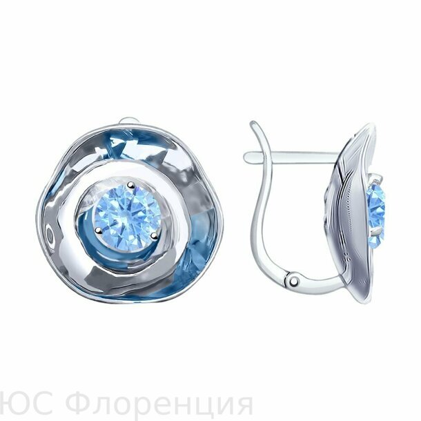 Серьги серебряные с синим фианитом